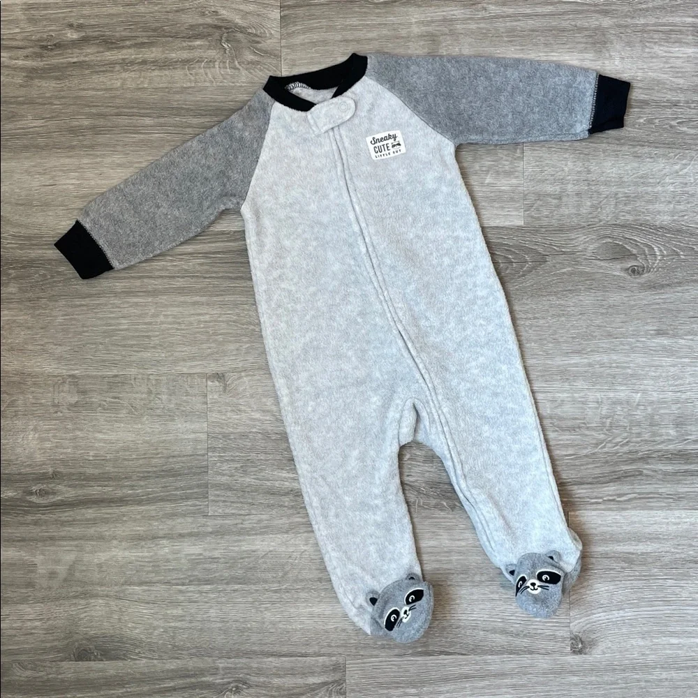 Carter's baby boys raccoon fleece zip up footie